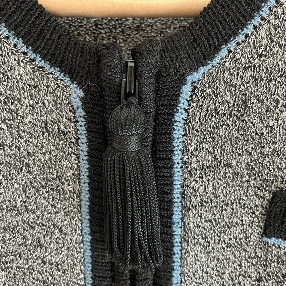 VTG Don Sayres for Wellmore Santana Knit Gray Black Blue Zip Up sweater Size 12 - Picture 5 of 15